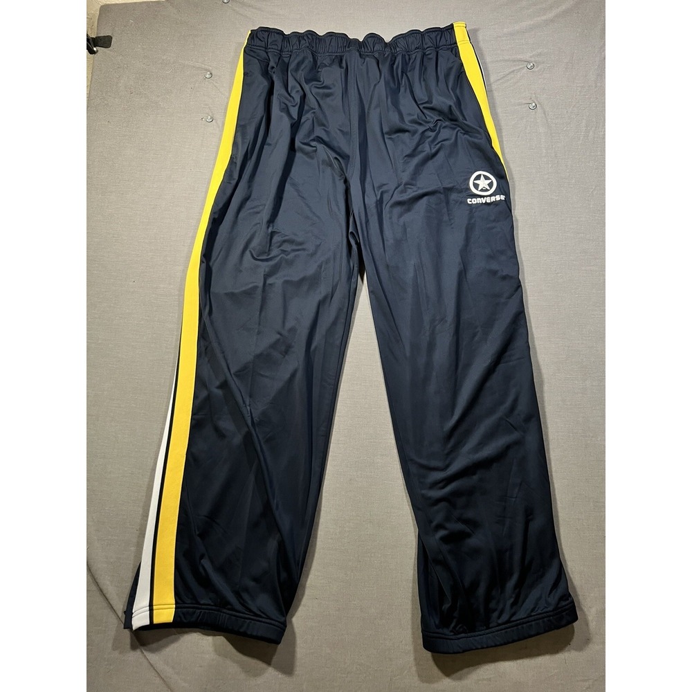Converse Sweat Pants Men's 4XLT Blue‎ Striped Drawstring Logo Pocketed 44x36.